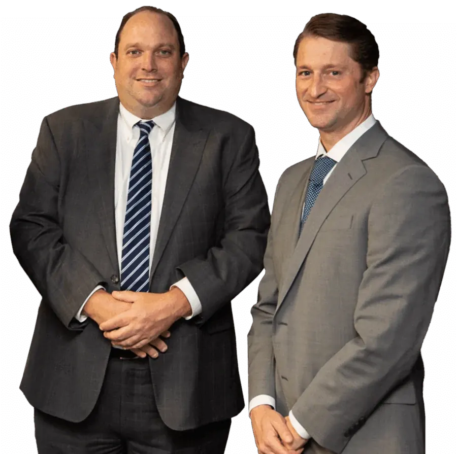 Attorneys Robert Maider on the left and Adam Birkhold on the right